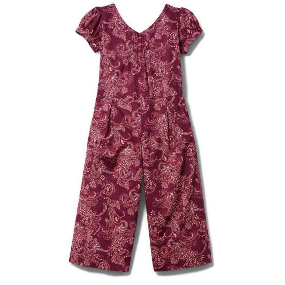 Janie and Jack Berry Paisley Print Puff Sleeve Poplin Jumpsuit